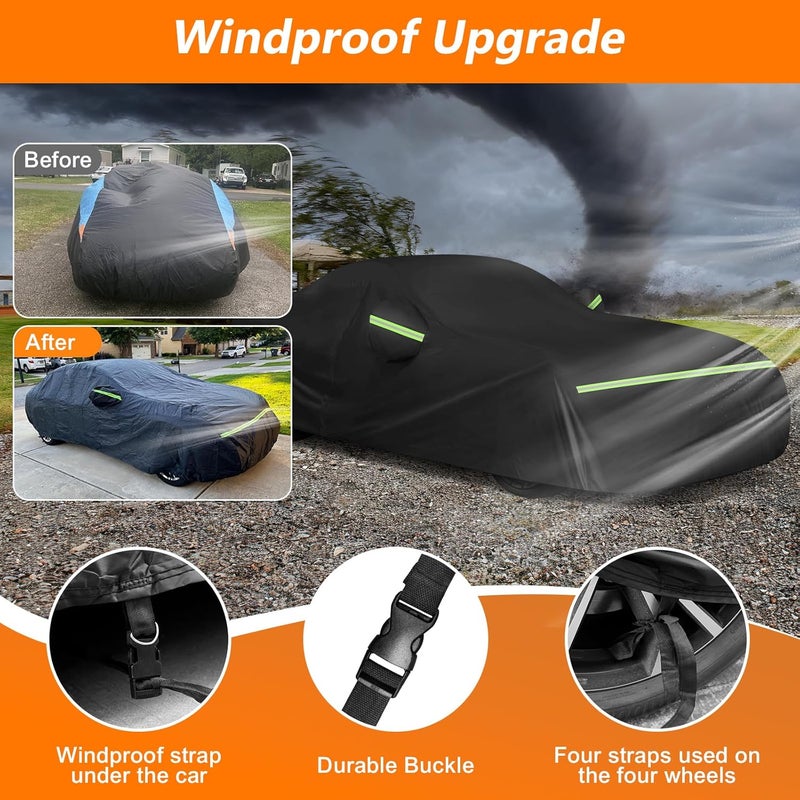 BIGACOVER Car Cover for BMW Z4 E85 E86 E89 G29 Z4 M40i Coupe Roadster 2002-2025 Z4 Automobiles, Waterproof 210D Oxford Cloth and Cotton Full Car Covers with Zipper Windproof Heavy Duty All Weather (Black) - Image 5